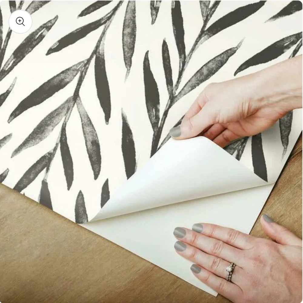 Magnolia Home Willow Peel and Stick Wallpaper Black Willow Leaf Print NWT